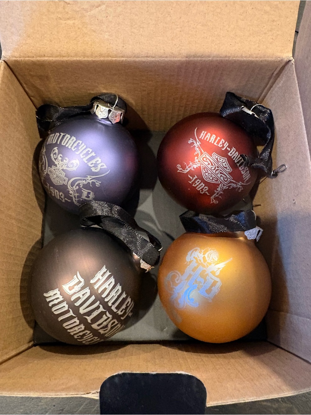 Harley-Davidson Holiday Ornament Set - Matte Multi-Color Motorcycles Collection